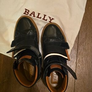 Bally Blue Leather Sneakers with Beige Soles